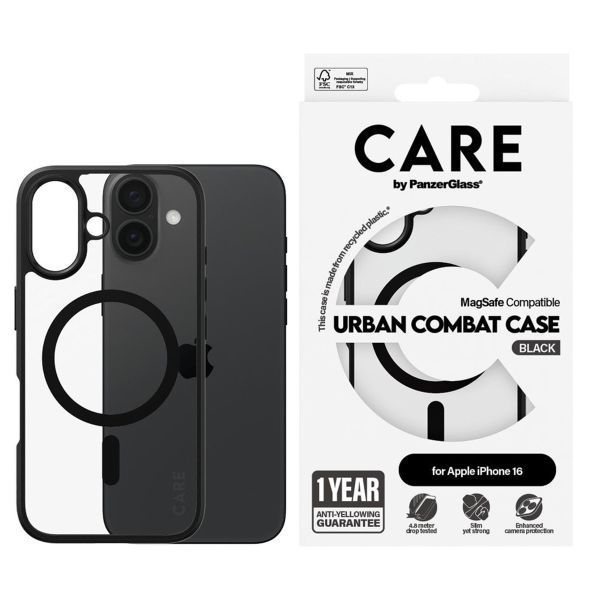 PanzerGlass CARE Urban Combat Case MagSafe für das iPhone 16 - Schwarz