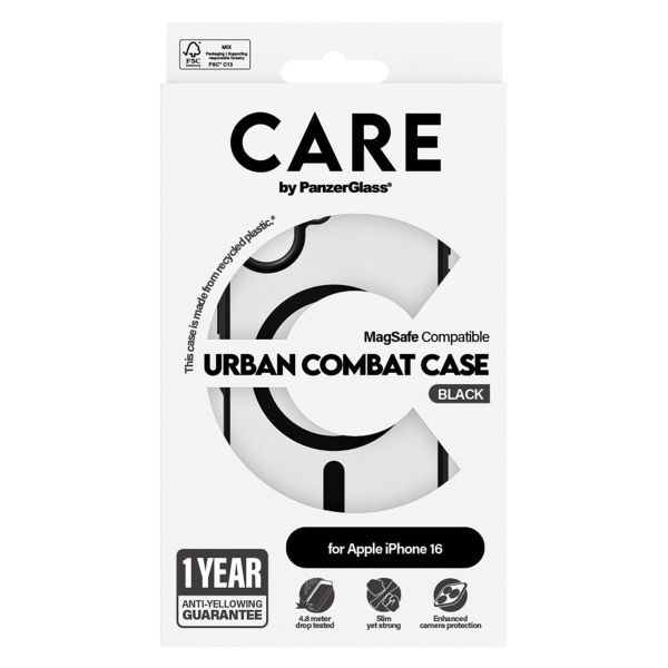 PanzerGlass CARE Urban Combat Case MagSafe für das iPhone 16 - Schwarz