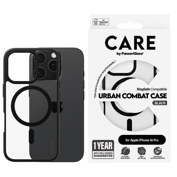 PanzerGlass CARE Urban Combat Case MagSafe für das iPhone 16 Pro - Schwarz