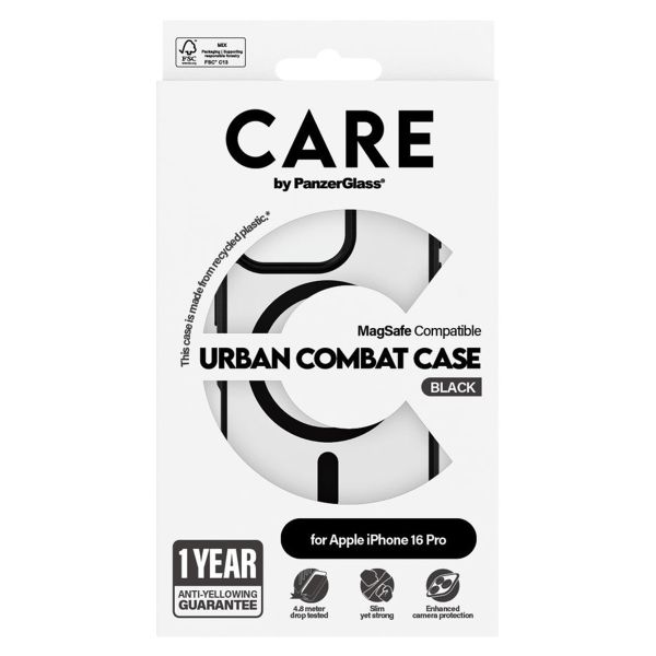 PanzerGlass CARE Urban Combat Case MagSafe für das iPhone 16 Pro - Schwarz