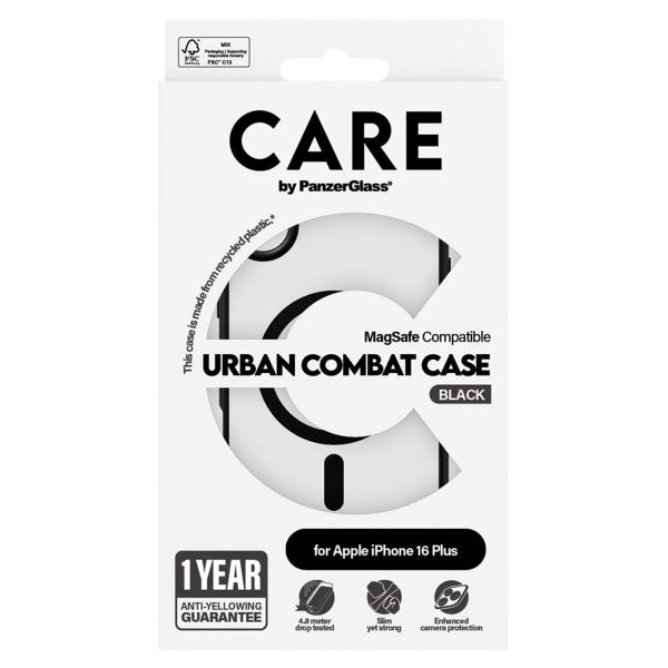 PanzerGlass CARE Urban Combat Case MagSafe für das iPhone 16 Plus - Schwarz