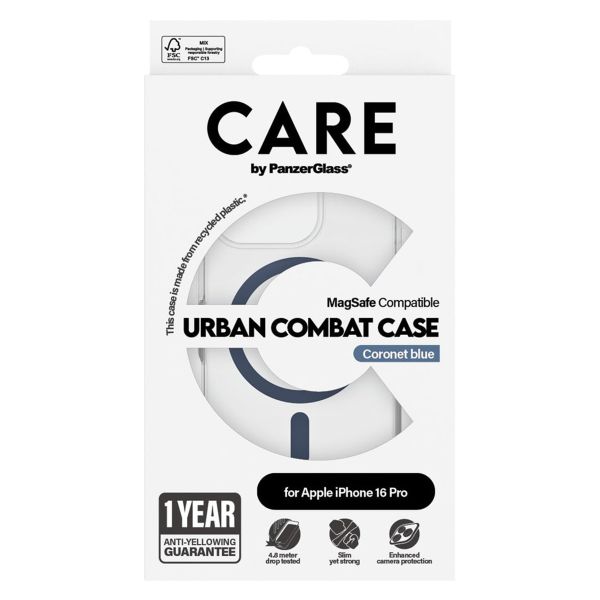 PanzerGlass CARE Urban Combat Case MagSafe für das iPhone 16 Pro- Transparent / Blau