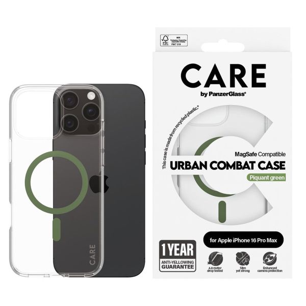 PanzerGlass CARE Urban Combat Case MagSafe für das iPhone 16 Pro Max - Transparent / Grün