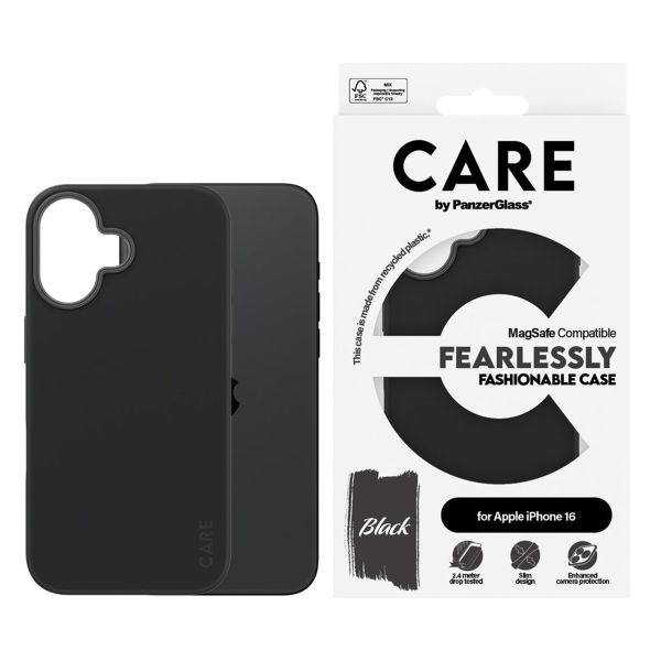 PanzerGlass CARE Fashion Back Cover MagSafe für das iPhone 16 - Schwarz