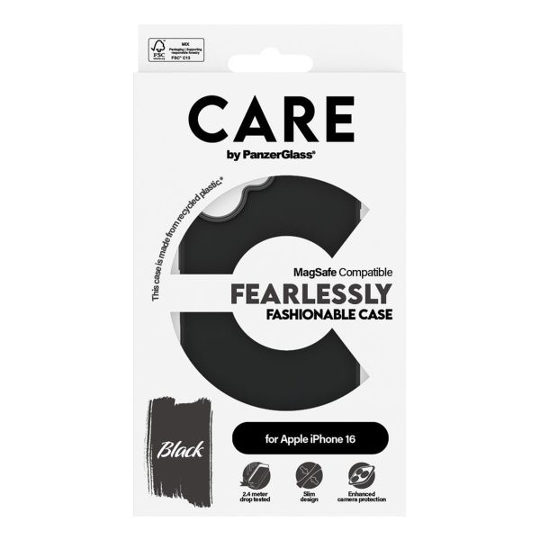 PanzerGlass CARE Fashion Back Cover MagSafe für das iPhone 16 - Schwarz