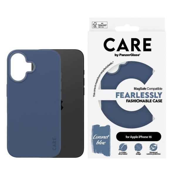 PanzerGlass CARE Fashion Back Cover MagSafe für das iPhone 16 - Blau