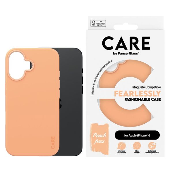 PanzerGlass CARE Fashion Back Cover MagSafe für das iPhone 16 - Peachy