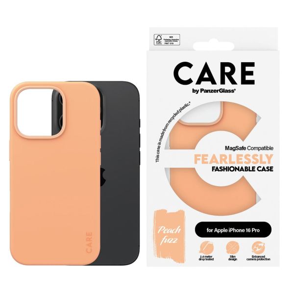 PanzerGlass CARE Fashion Back Cover MagSafe für das iPhone 16 Pro - Peachy