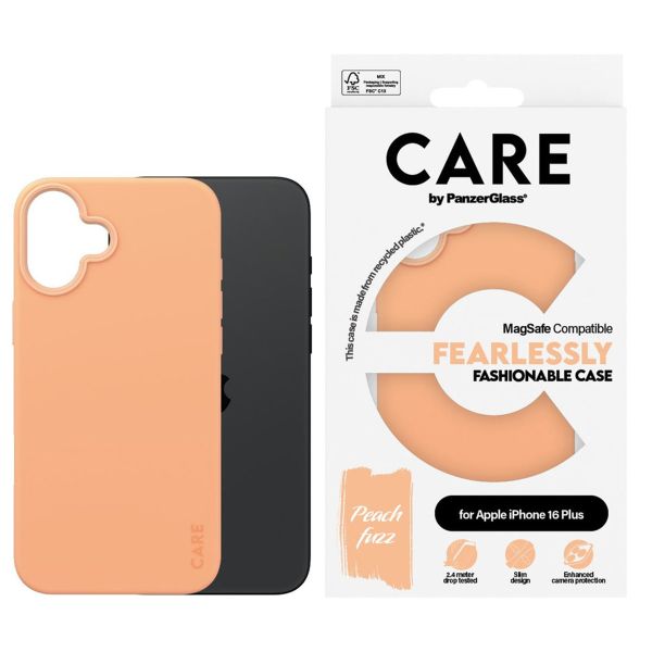 PanzerGlass CARE Fashion Back Cover MagSafe für das iPhone 16 Plus - Peachy