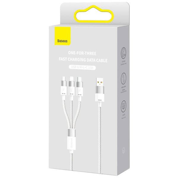 Baseus StarSpeed-Series 3-in-1-Schnellladekabel – USB-A zu USB-C / Lightning / Micro-USB – 1,2 Meter – Weiß