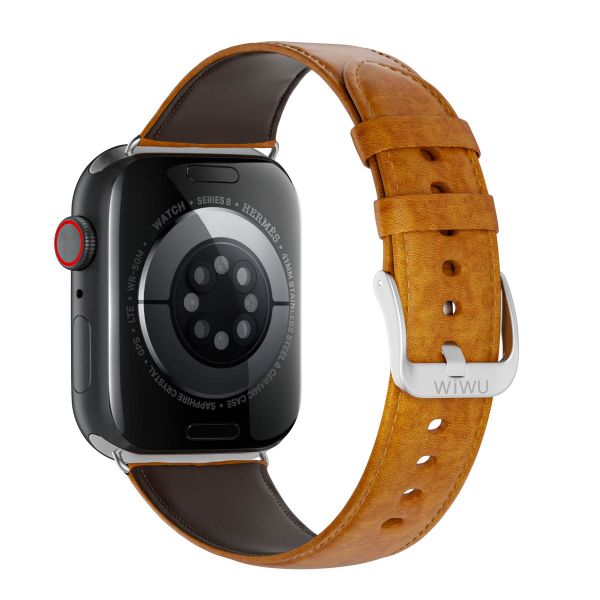 WiWu Vintage „Crazy Horse“ Lederarmband für die Apple Watch Series 1-9 / SE - 38/40/41 mm / Series 10 - 42 mm - Hellbraun