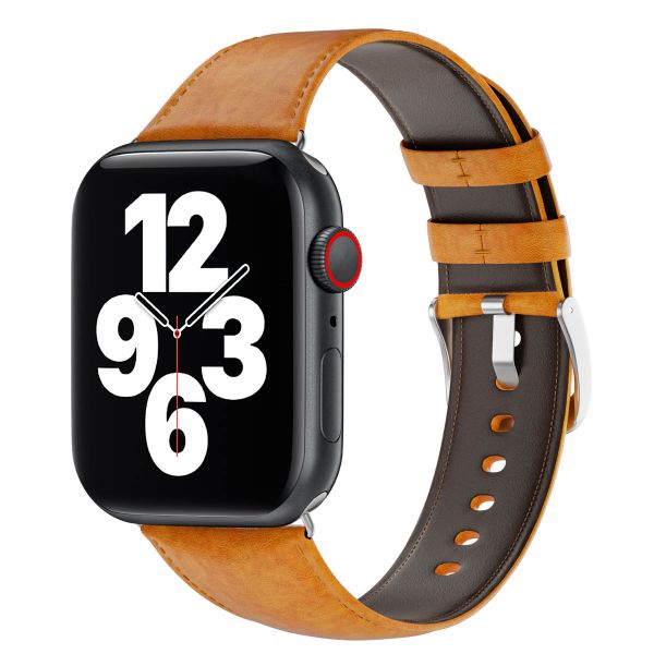 WiWu Vintage „Crazy Horse“ Lederarmband für die Apple Watch Series 1-10 / SE / Ultra (2) - 42/44/45/46/49 mm - Hellbraun