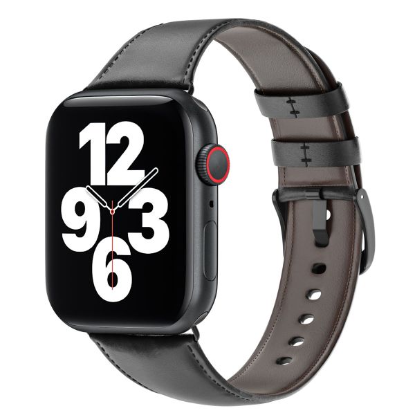 WiWu Vintage „Crazy Horse“ Lederarmband für die Apple Watch Series 1-9 / SE - 38/40/41 mm / Series 10 - 42 mm - Schwarz