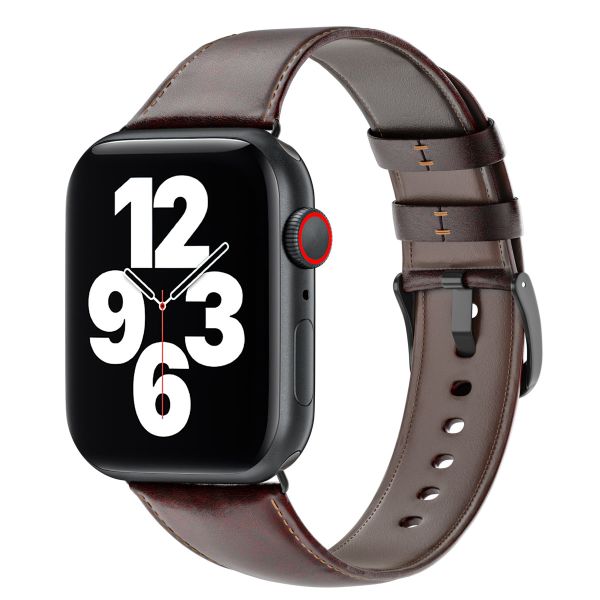 WiWu Vintage „Crazy Horse“-Lederarmband für die Apple Watch Series 1-10 / SE / Ultra (2) - 42/44/45/46/49 mm - Braun