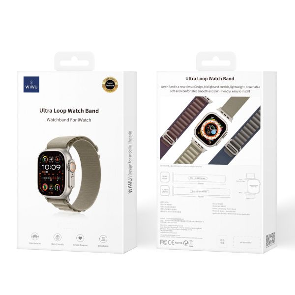 WiWu Alpine-Nylonarmband für die Apple Watch Series 1-10 / SE / Ultra (2) - 42/44/45/46/49 mm - Olivgrün