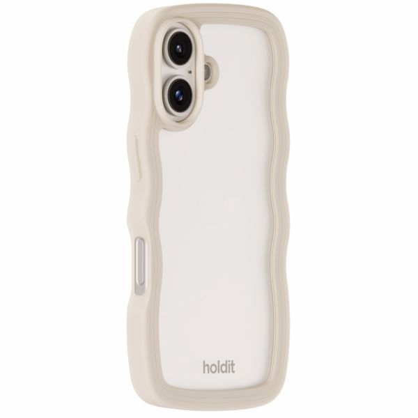 Holdit Wavy Case für das iPhone 16 Plus - Light Beige / Transparent