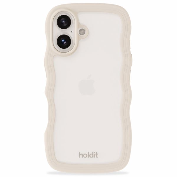 Holdit Wavy Case für das iPhone 16 Plus - Light Beige / Transparent