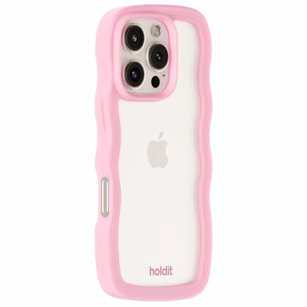 Holdit Wavy Case für das iPhone 16 Pro - Pink / Transparent