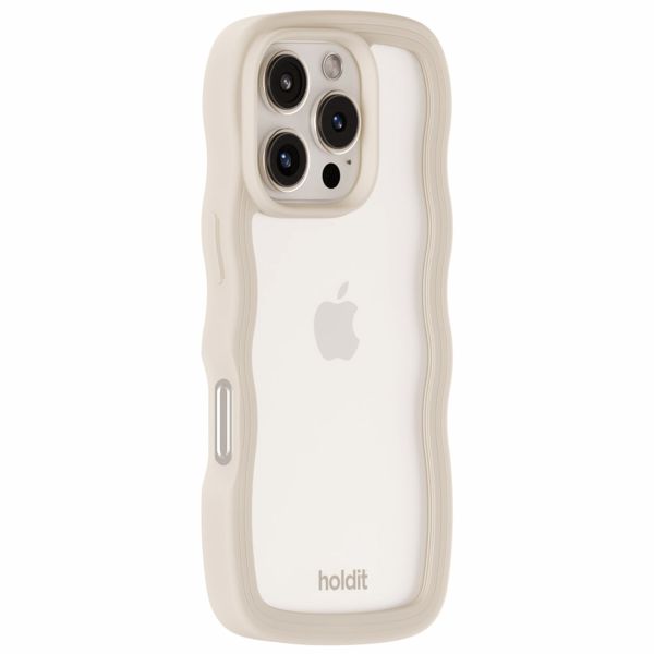 Holdit Wavy Case für das iPhone 16 Pro Max - Light Beige / Transparent