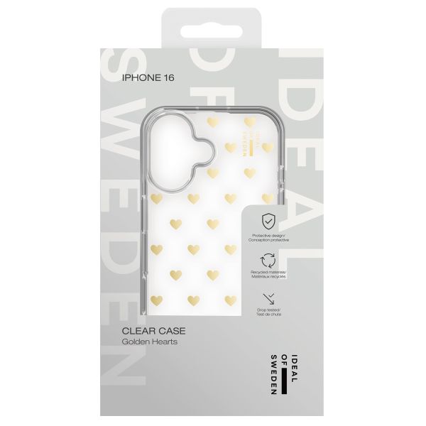 iDeal of Sweden Clear Case für das iPhone 16 - Golden Hearts