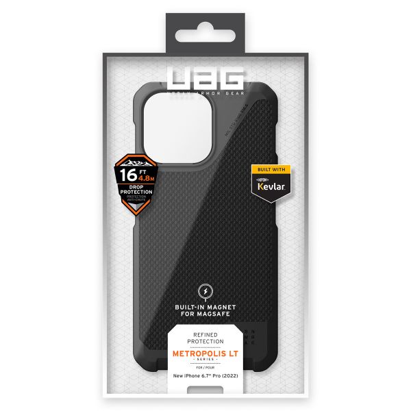 UAG Back Cover Metropolis LT MagSafe für das iPhone 14 Pro Max - Kevlar Black