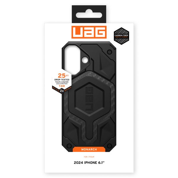 UAG Monarch Backcover für das iPhone 16 - Carbon Fiber