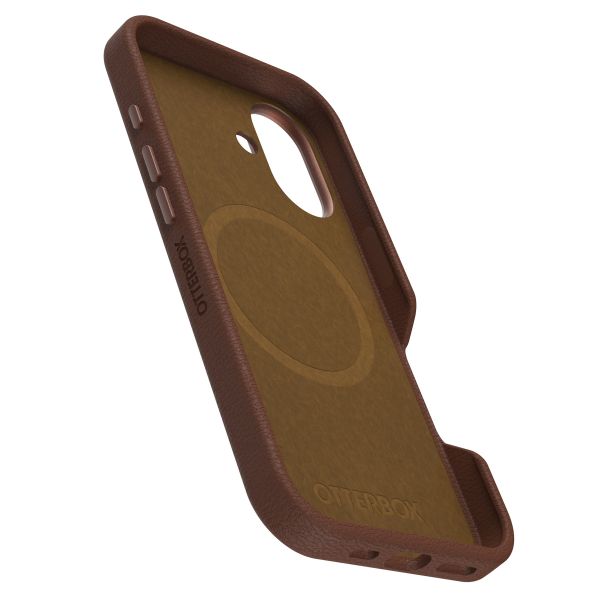 OtterBox Symmetry Cactus Leder Back Cover MagSafe für das iPhone 16 - Rich Adobe Brown