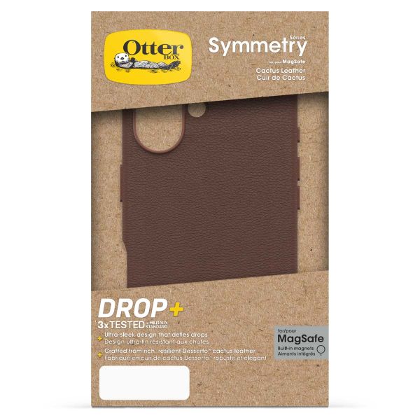 OtterBox Symmetry Cactus Leder Back Cover MagSafe für das iPhone 16 - Rich Adobe Brown