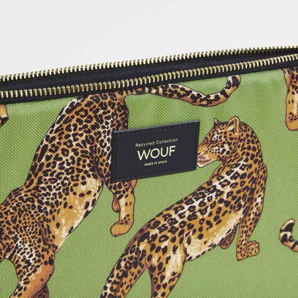 Wouf Laptop Hülle 13-14 Zoll - Laptop Sleeve - Daily Olive Leopard