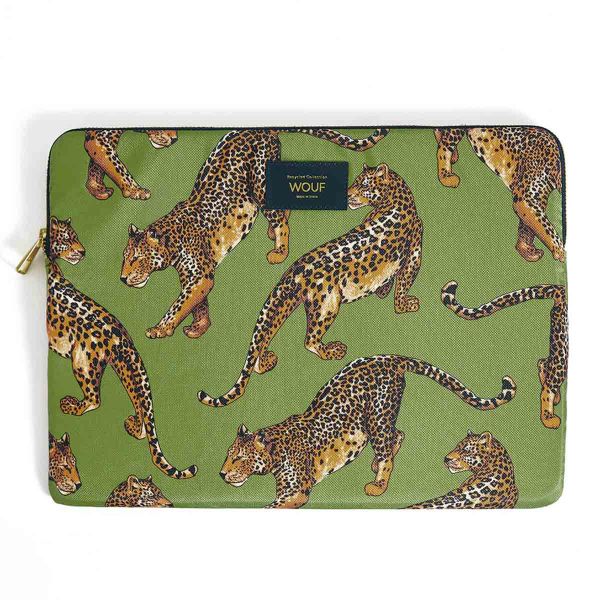 Wouf Laptop Hülle 13-14 Zoll - Laptop Sleeve - Daily Olive Leopard