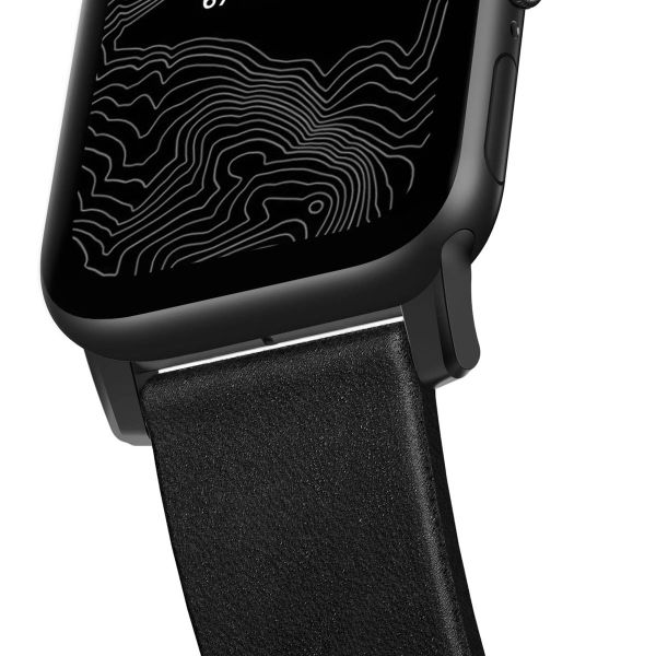 Nomad Modernes Lederarmband für die Apple Watch Series 1-10 / SE / Ultra (2) - 42/44/45/46/49 mm - Schwarz/Schwarz