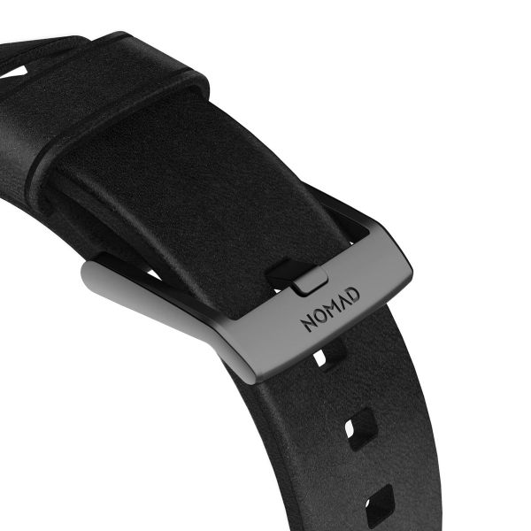 Nomad Modernes Lederarmband für die Apple Watch Series 1-10 / SE / Ultra (2) - 42/44/45/46/49 mm - Schwarz/Schwarz