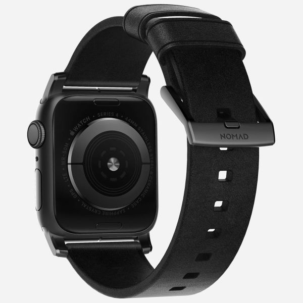 Nomad Modernes Lederarmband für die Apple Watch Series 1-10 / SE / Ultra (2) - 42/44/45/46/49 mm - Schwarz/Schwarz