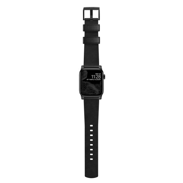 Nomad Modernes Lederarmband für die Apple Watch Series 1-10 / SE / Ultra (2) - 42/44/45/46/49 mm - Schwarz/Schwarz