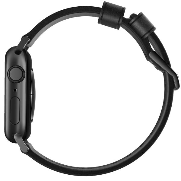 Nomad Modernes Lederarmband für die Apple Watch Series 1-10 / SE / Ultra (2) - 42/44/45/46/49 mm - Schwarz/Schwarz