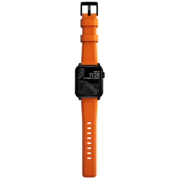 Nomad Robustes Armband FKM für die Apple Watch Series 1-10 / SE / Ultra (2) - 42/44/45/46/49 mm - Schwarz/Orange