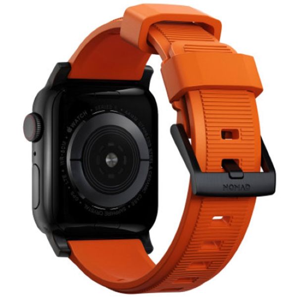 Nomad Robustes Armband FKM für die Apple Watch Series 1-10 / SE / Ultra (2) - 42/44/45/46/49 mm - Schwarz/Orange