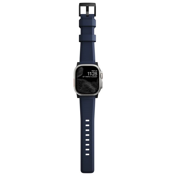 Nomad Robustes Armband FKM für die Apple Watch Series 1-10 / SE / Ultra (2) - 42/44/45/46/49 mm - Schwarz/Blau