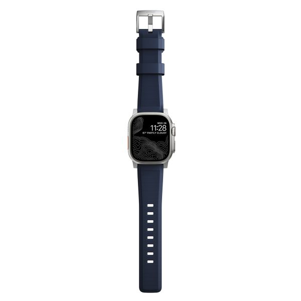 Nomad Robustes Armband FKM für die Apple Watch Series 1-10 / SE / Ultra (2) - 42/44/45/46/49 mm - Silber/Blau