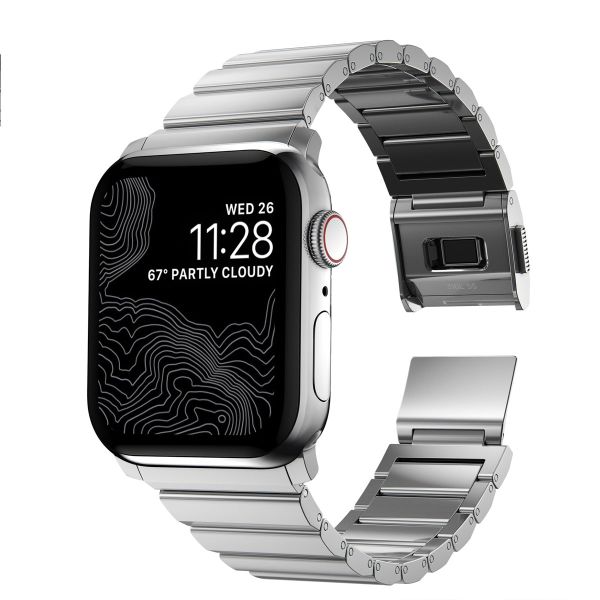 Nomad Magnetisches Stahlgliederarmband für die Apple Watch Series 1-10 / SE / Ultra (2) - 42/44/45/46/49 mm - Silber