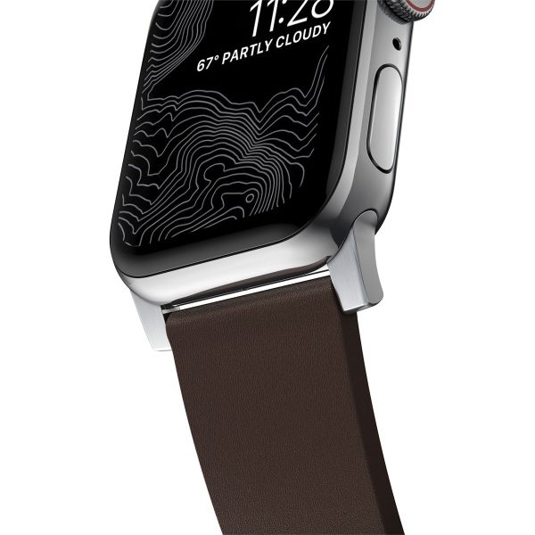 Nomad Active Pro Band für die Apple Watch Series 1-10 / SE / Ultra (2) - 42/44/45/46/49 mm - Braun/Silber