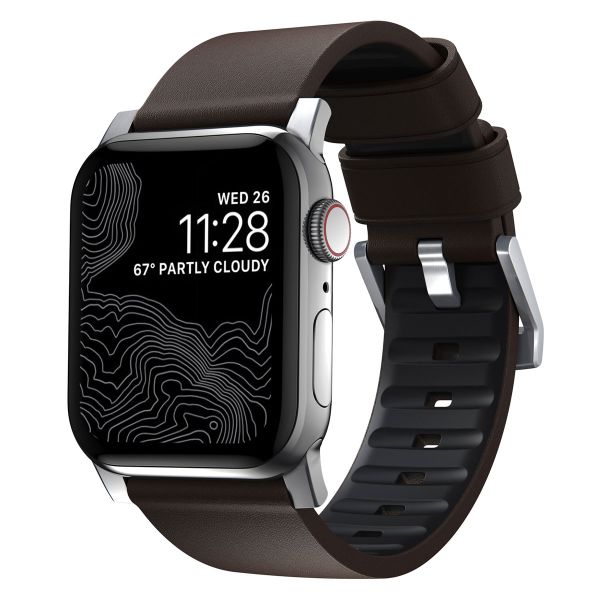 Nomad Active Pro Band für die Apple Watch Series 1-10 / SE / Ultra (2) - 42/44/45/46/49 mm - Braun/Silber