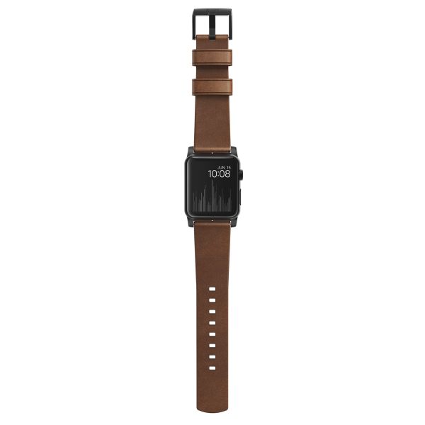 Nomad Modernes Lederarmband für die Apple Watch Series 1-10 / SE / Ultra (2) - 42/44/45/46/49 mm - Braun/Schwarz