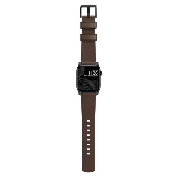 Nomad Modernes Lederarmband für die Apple Watch Series 1-9 / SE - 38/40/41 mm / Series 10 - 42 mm - Braun/Schwarz