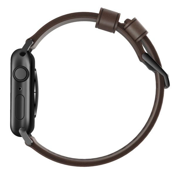 Nomad Modernes Lederarmband für die Apple Watch Series 1-9 / SE - 38/40/41 mm / Series 10 - 42 mm - Braun/Schwarz