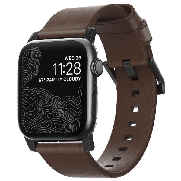 Nomad Modernes Lederarmband für die Apple Watch Series 1-9 / SE - 38/40/41 mm / Series 10 - 42 mm - Braun/Schwarz