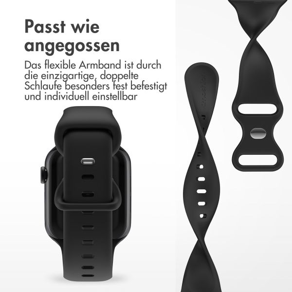 imoshion Silikonband⁺ für die Apple Watch Series 1-10 / SE / Ultra (2) - 42/44/45/46/49 mm - Schwarz - Größe M/L