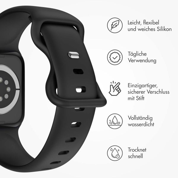 imoshion Silikonband⁺ für die Apple Watch Series 1-10 / SE / Ultra (2) - 42/44/45/46/49 mm - Schwarz - Größe M/L