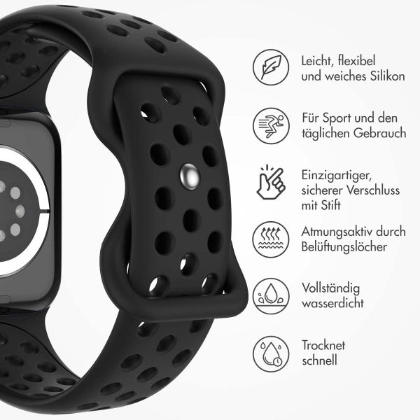 imoshion Sportarmband⁺ für die Apple Watch Series 1-9 / SE - 38/40/41 mm / Series 10 - 42 mm - Größe S/M - Schwarz