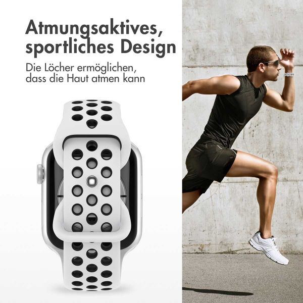 imoshion Sportarmband⁺ für die Apple Watch Series 1-9 / SE - 38/40/41 mm / Series 10 - 42 mm - Größe S/M - Pure Platinum & Black